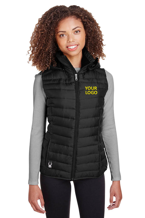 Spyder Pelmo Puffer Custom Vests, Black