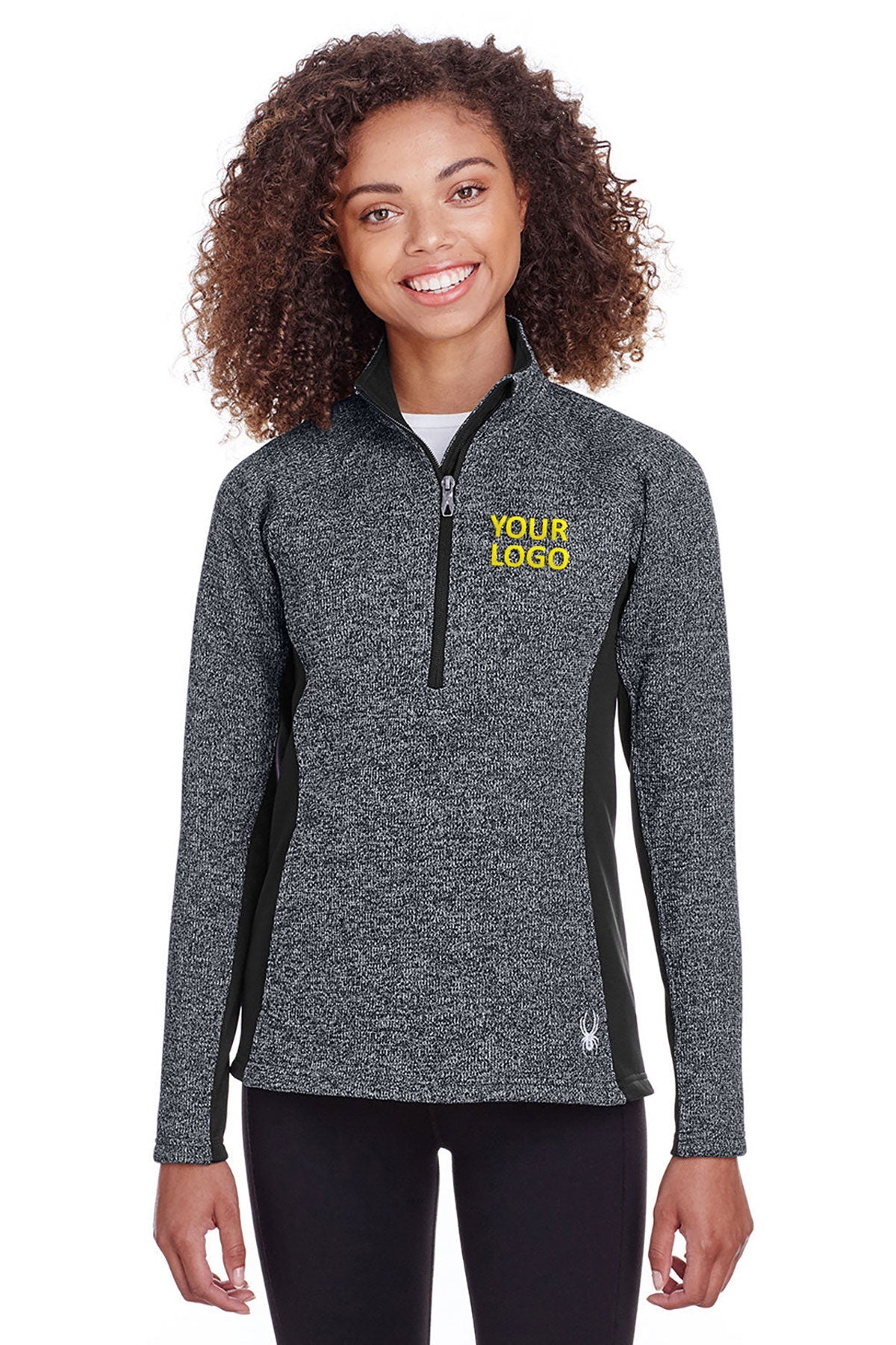Spyder Ladies Constant Half-Zip Sweaters, Black Hthr/ Blk