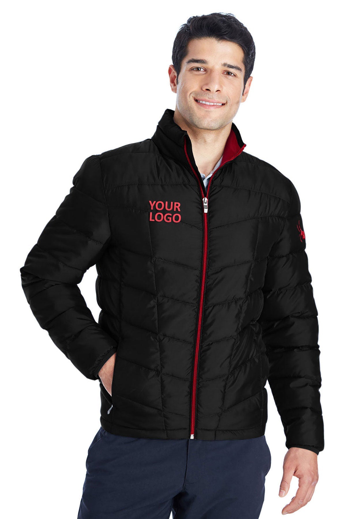 Spyder BLACK/ RED 187333 team jackets embroidered