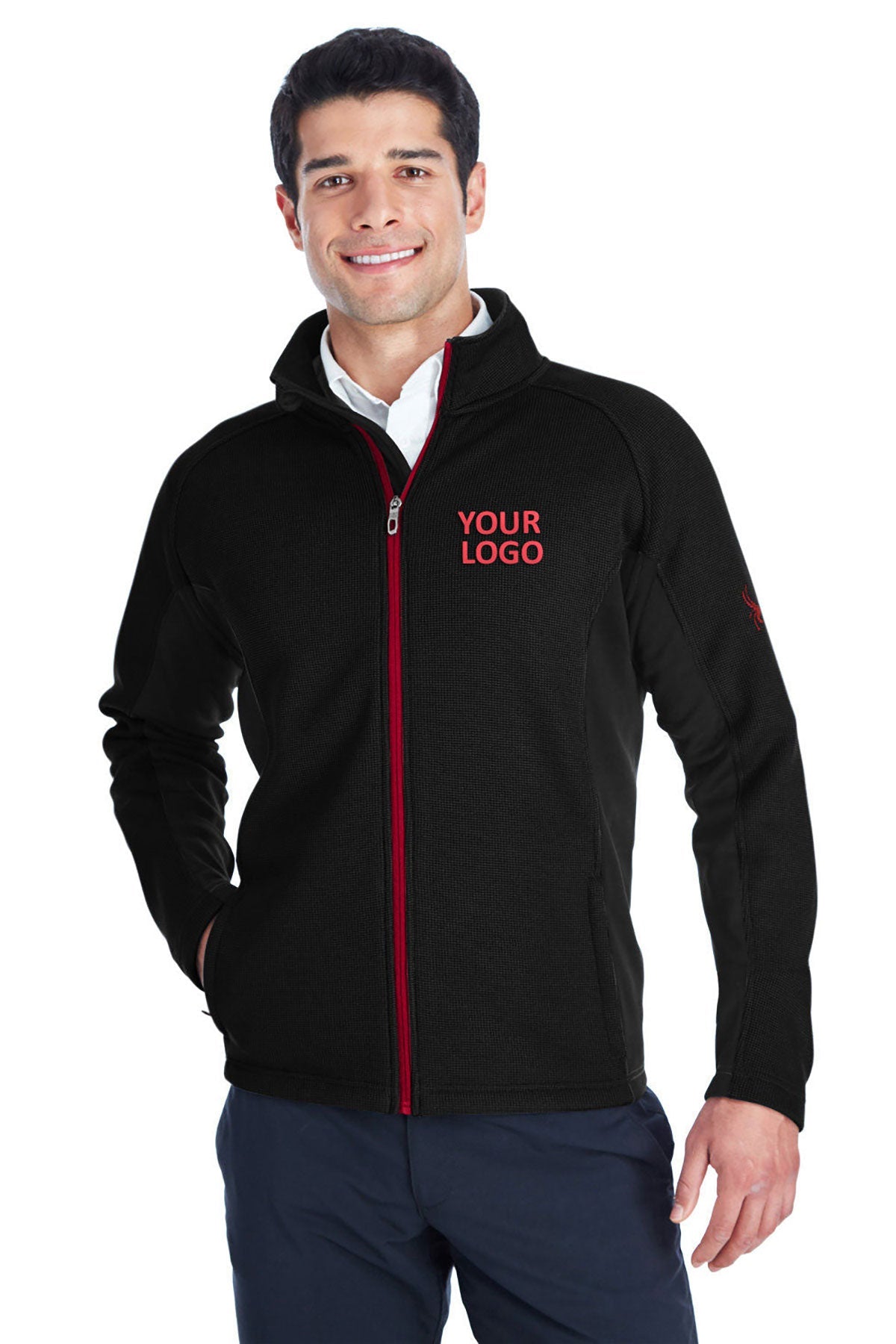 Spyder BLACK/ BLK/ RED 187330 team jackets embroidered