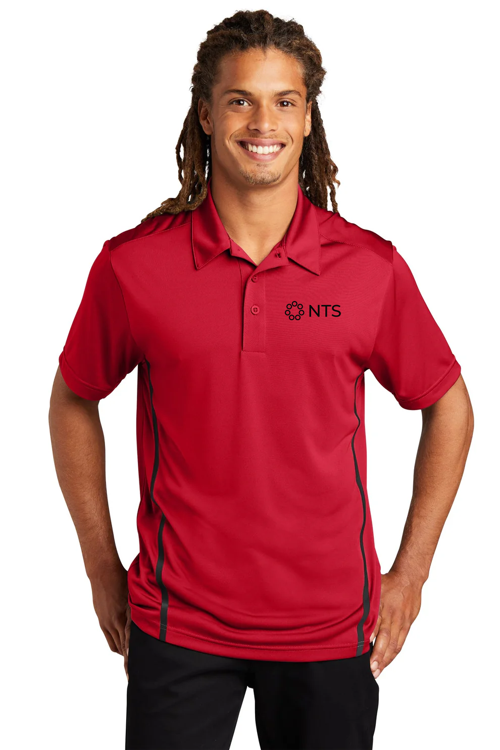 Sport-Tek Contrast PosiCharge Tough Polo, Deep Red/ Black [NexTech Solutions]
