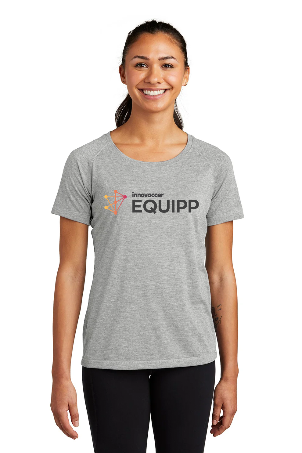 Sport-Tek Ladies PosiCharge Tri Blend Wicking Raglan Tee, Light Grey Heather [PQS by Innovaccer]