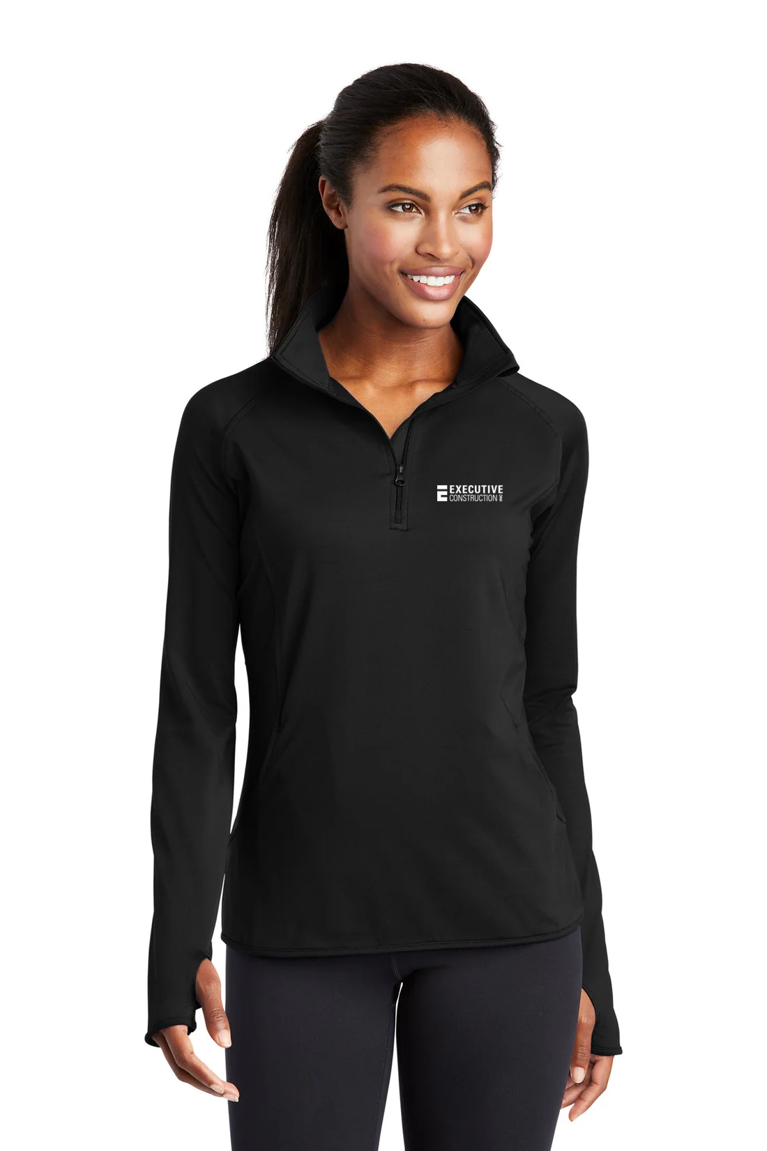Sport-Tek Ladies Sport-Wick Stretch 1/2-Zip Pullover, Black [Executive Construction]