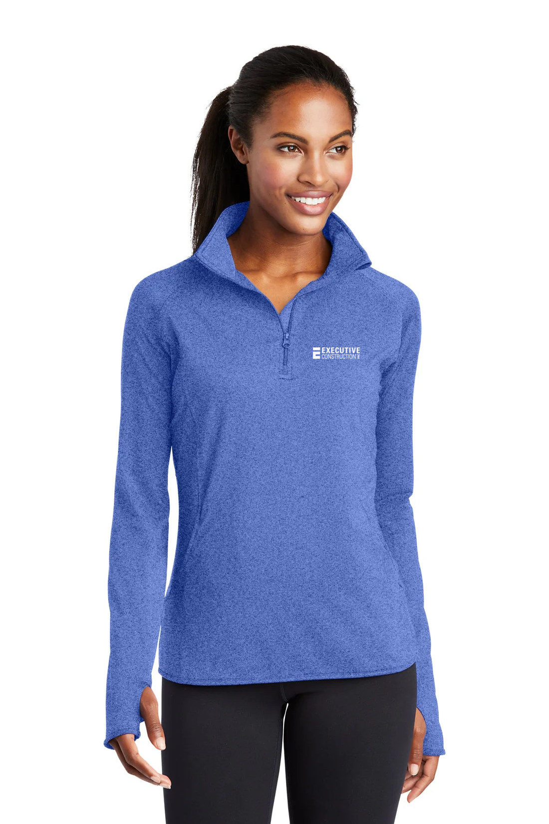 Sport-Tek Ladies Sport-Wick Stretch 1/2-Zip, True Royal Heather [Executive Construction]