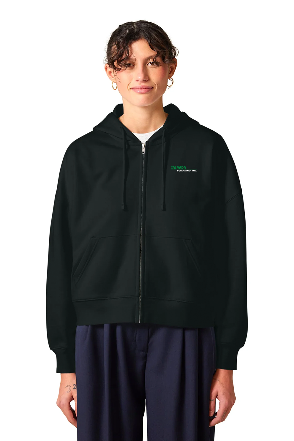 Stanley Stella Women’s Ida Full-Zip Hooded Sweatshirt, Black [Calvada Surveying Inc]