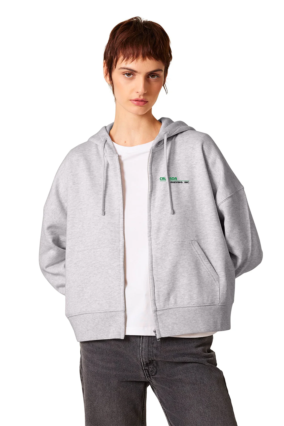 Stanley Stella Women’s Ida Full-Zip Hooded Sweatshirt, Cool Heather Grey [Calvada Surveying Inc]