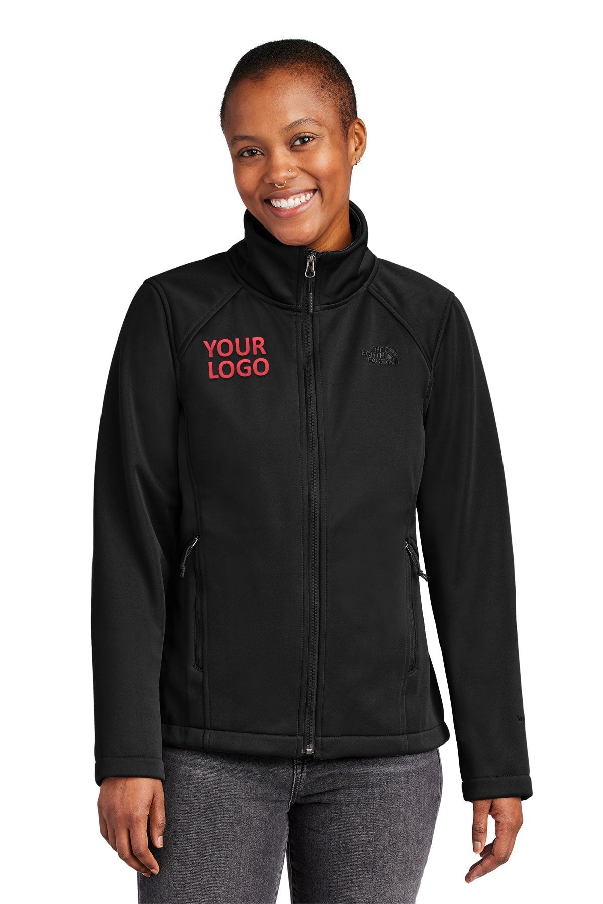 The North Face Ladies Ridgewall Soft Shell Custom Jackets, Black [Harris & Associates]