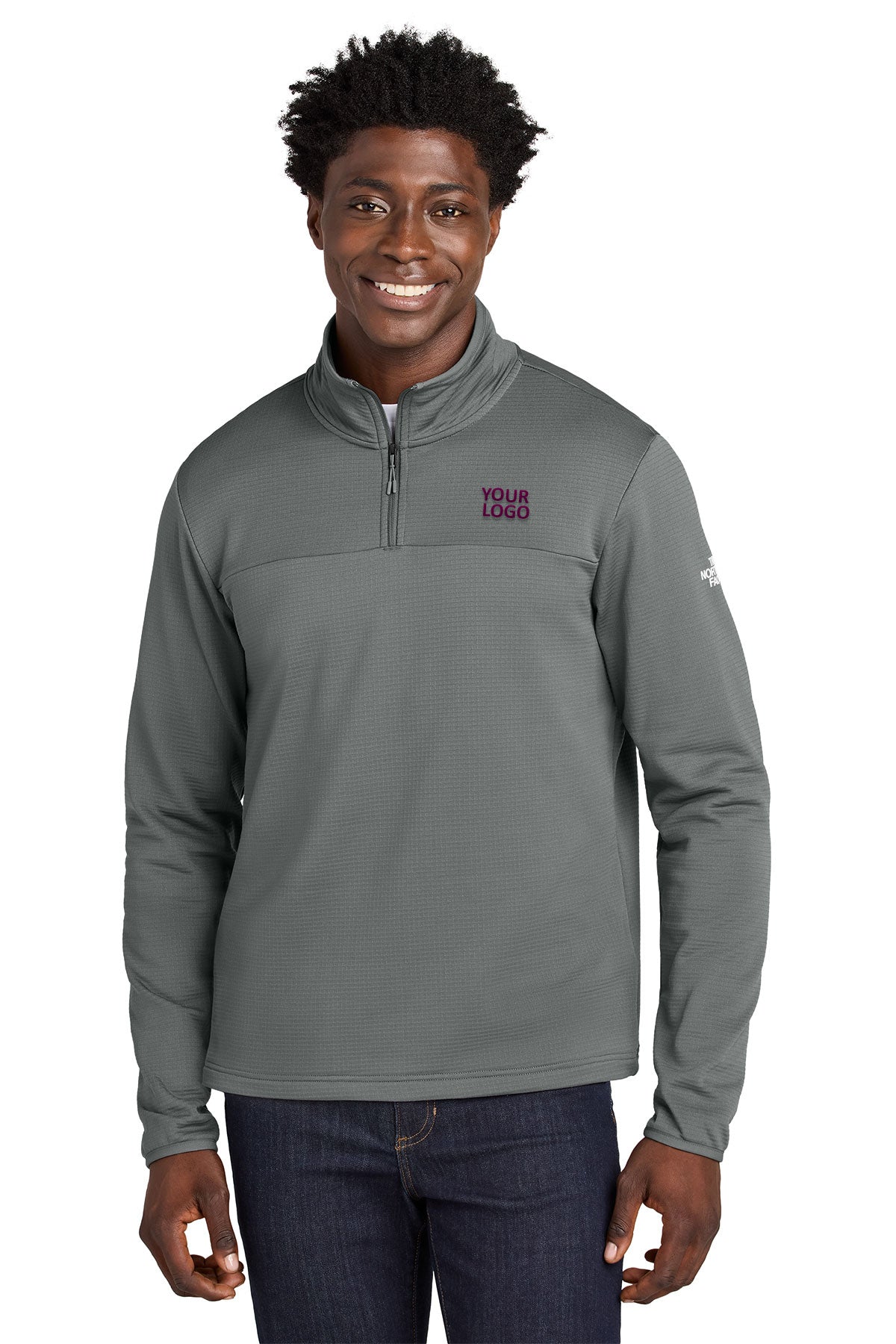 The North Face Aim 1/4-Zip Custom Fleeces, Smoked Pearl Grey