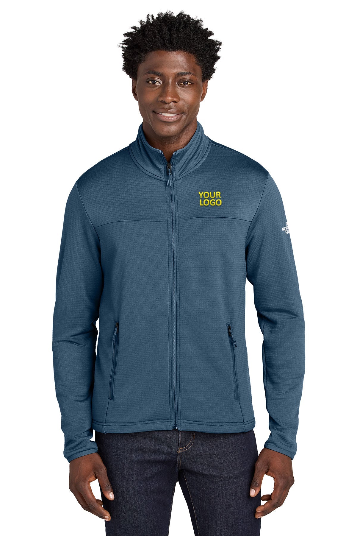 The North Face Aim Full-Zip Fleece Custom Jackets, Shady Blue