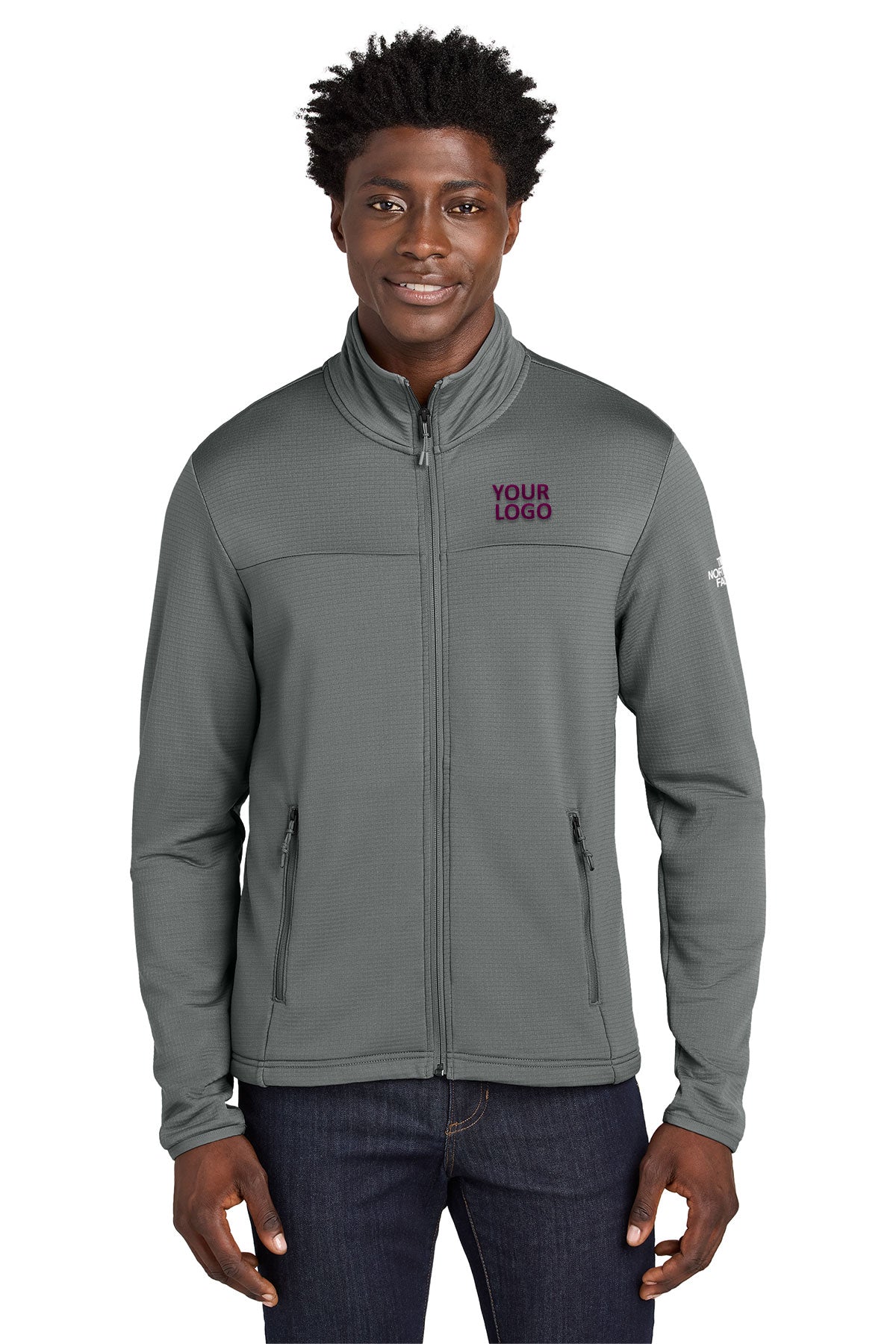 The North Face Aim Full-Zip Fleece Custom Jackets, Smoked Pearl Grey