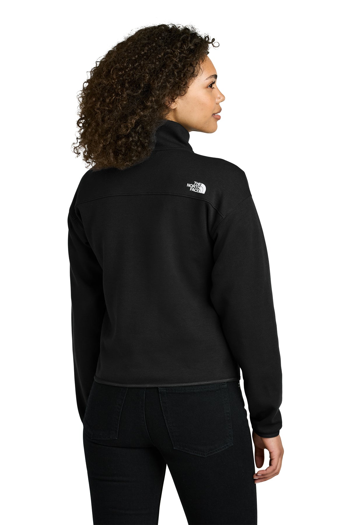 The North Face Womens Double-Knit 1/2-Zip Custom Fleece, Black [Calvada Surveying Inc]