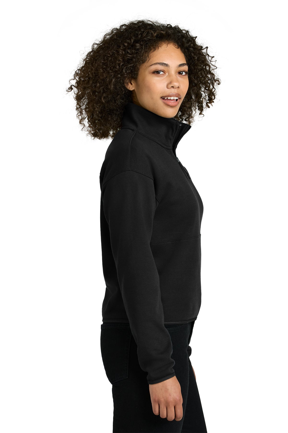The North Face Womens Double-Knit 1/2-Zip Custom Fleece, Black [Calvada Surveying Inc]