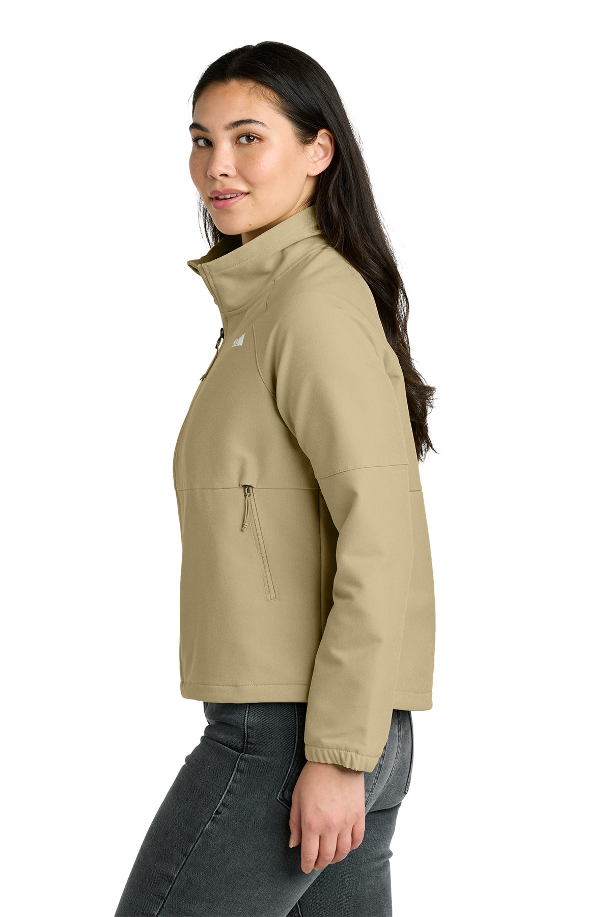 The North Face Women s Khaki Stone Dark Heather Barr Lake Soft Shell Jacket Sample