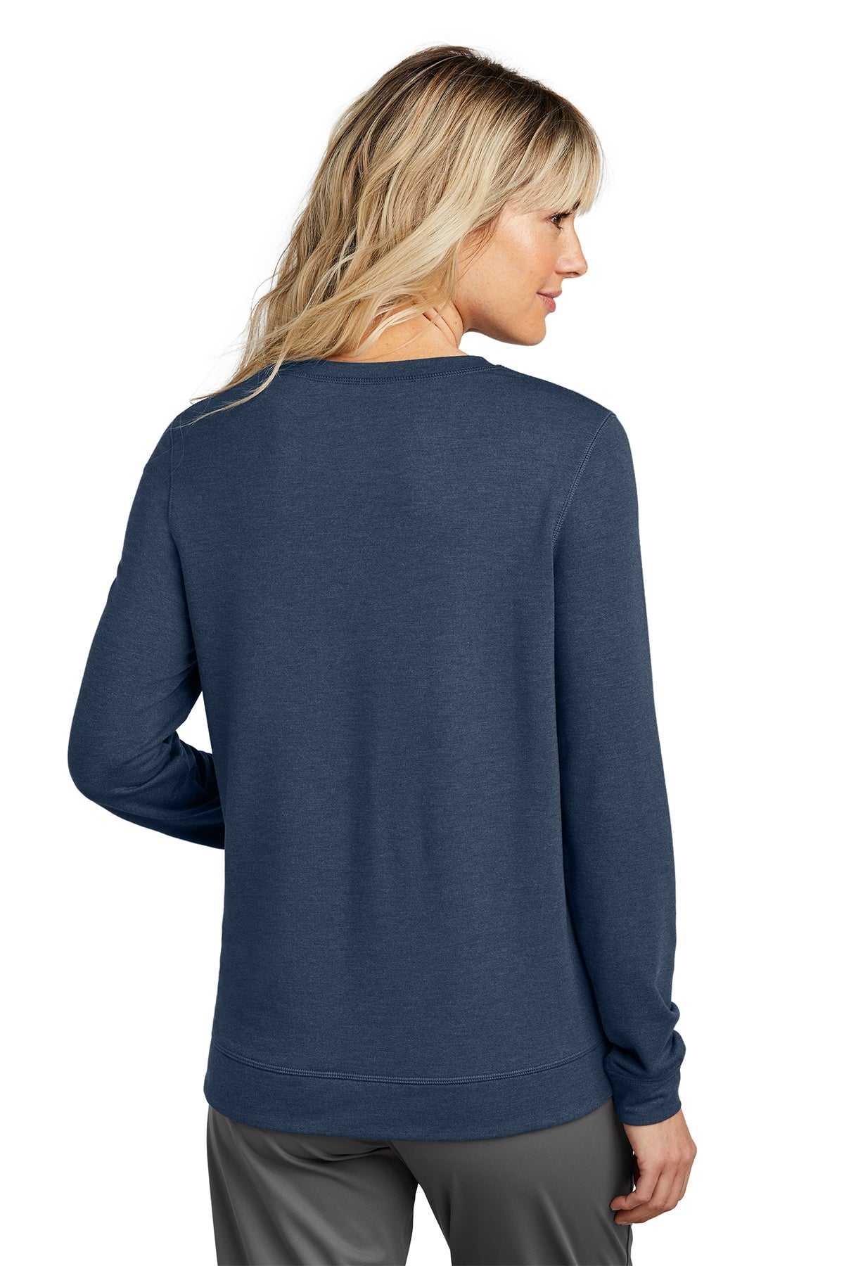 TravisMathew Ladies Custom Crew Sweatshirts, Blue Nights Heather [Zura Bio]