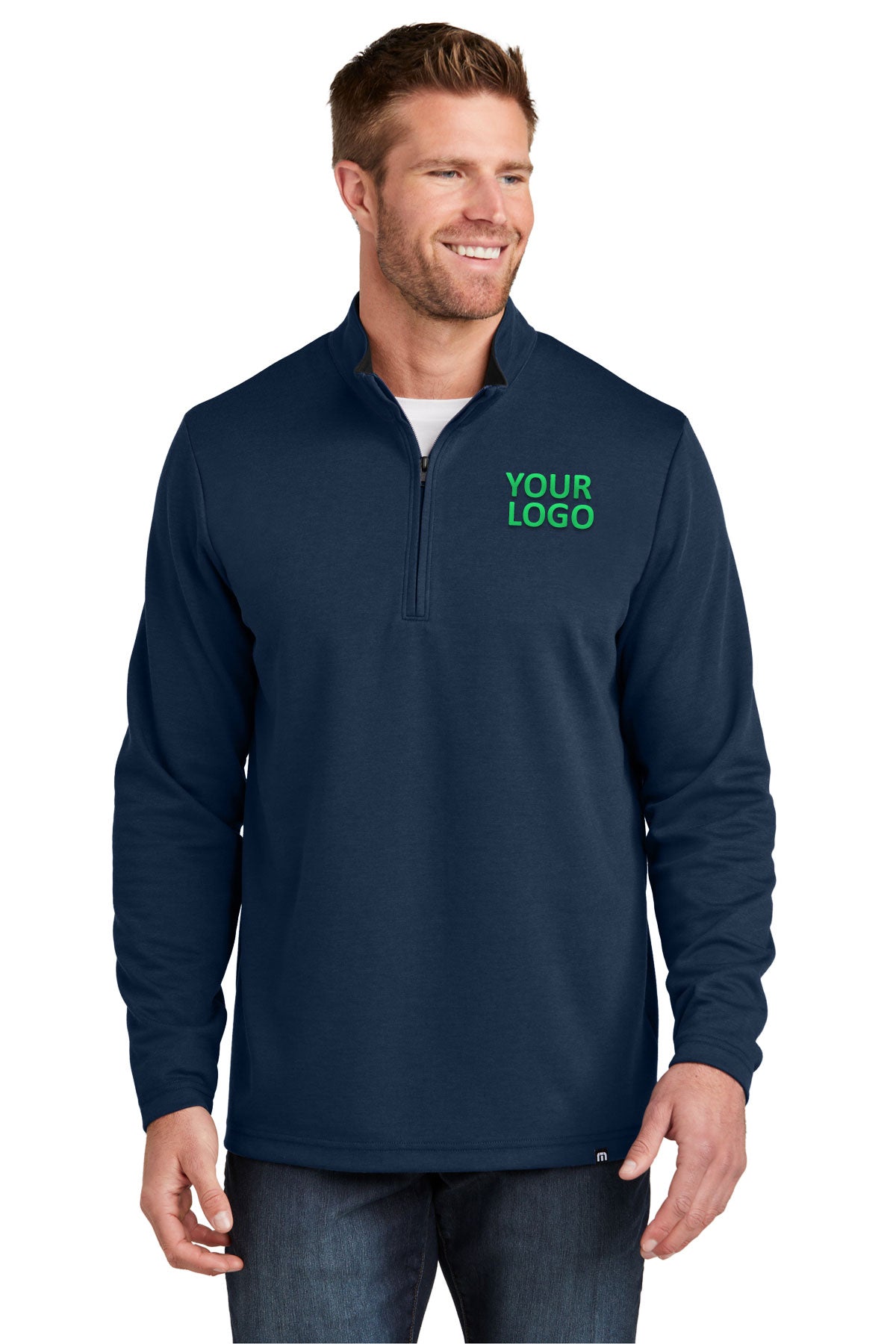 TravisMathew Coveside Branded Quarter Zips, Blue Nights [MortgageCountry]