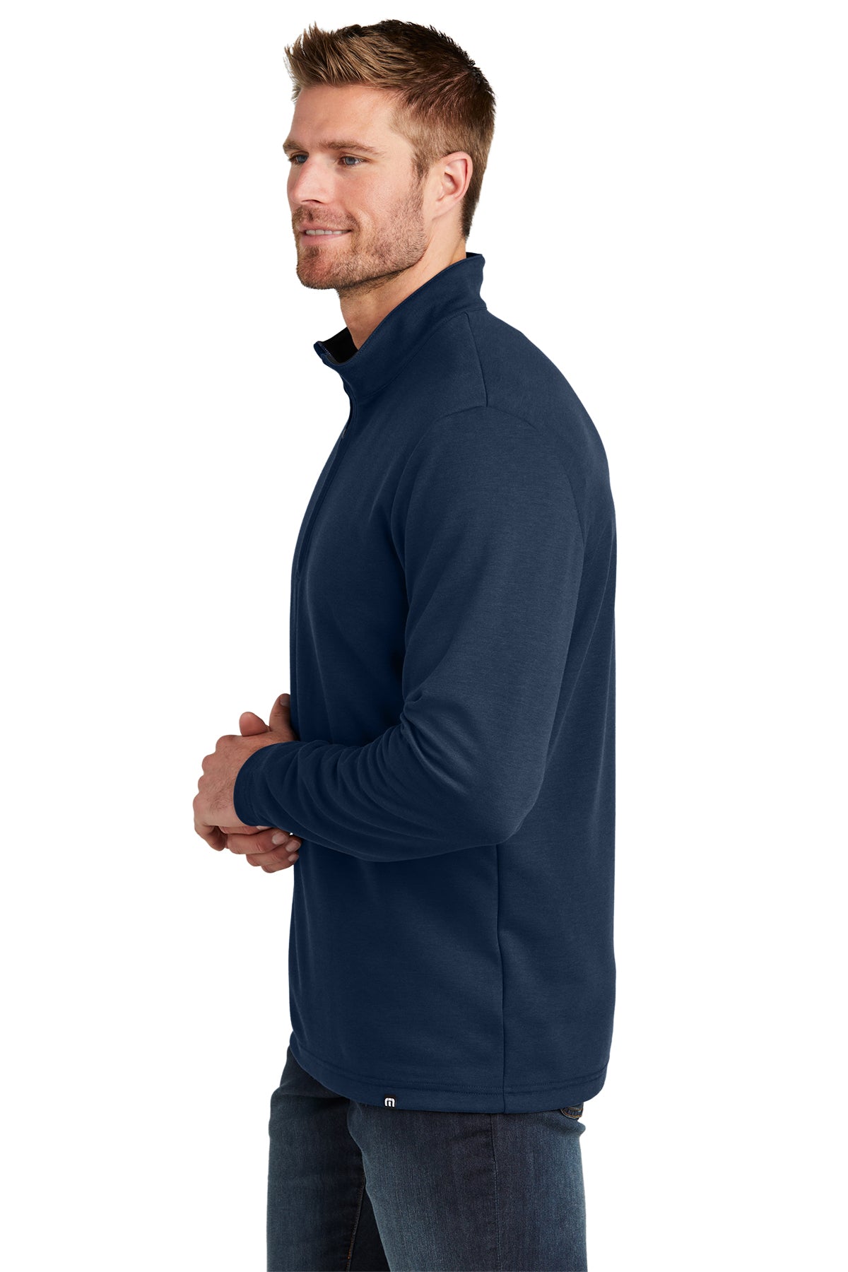 TravisMathew Coveside Branded Quarter Zips, Blue Nights [MortgageCountry]