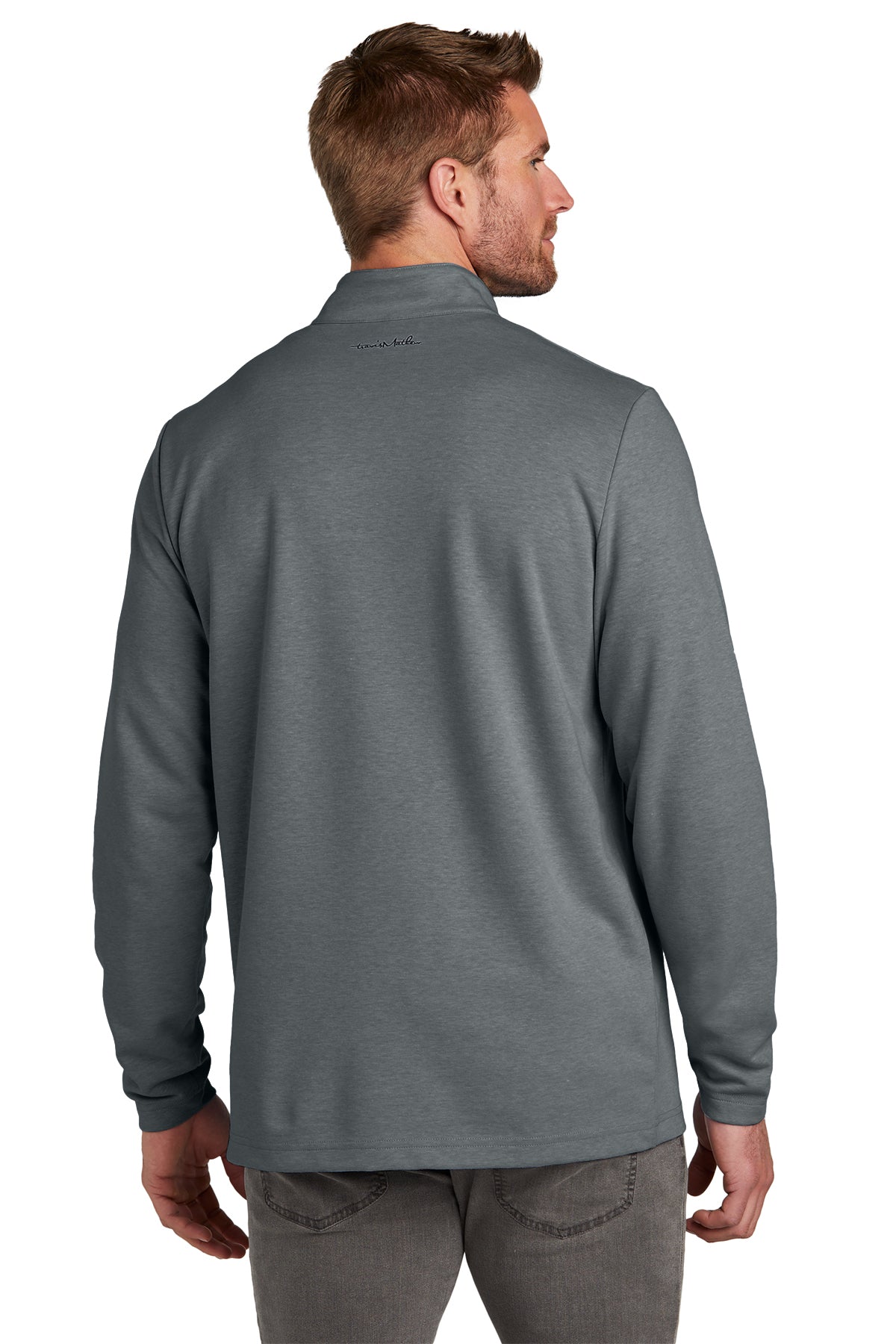 TravisMathew Coveside Branded Quarter Zips, Dark Grey Heather [Calvada Surveying Inc]