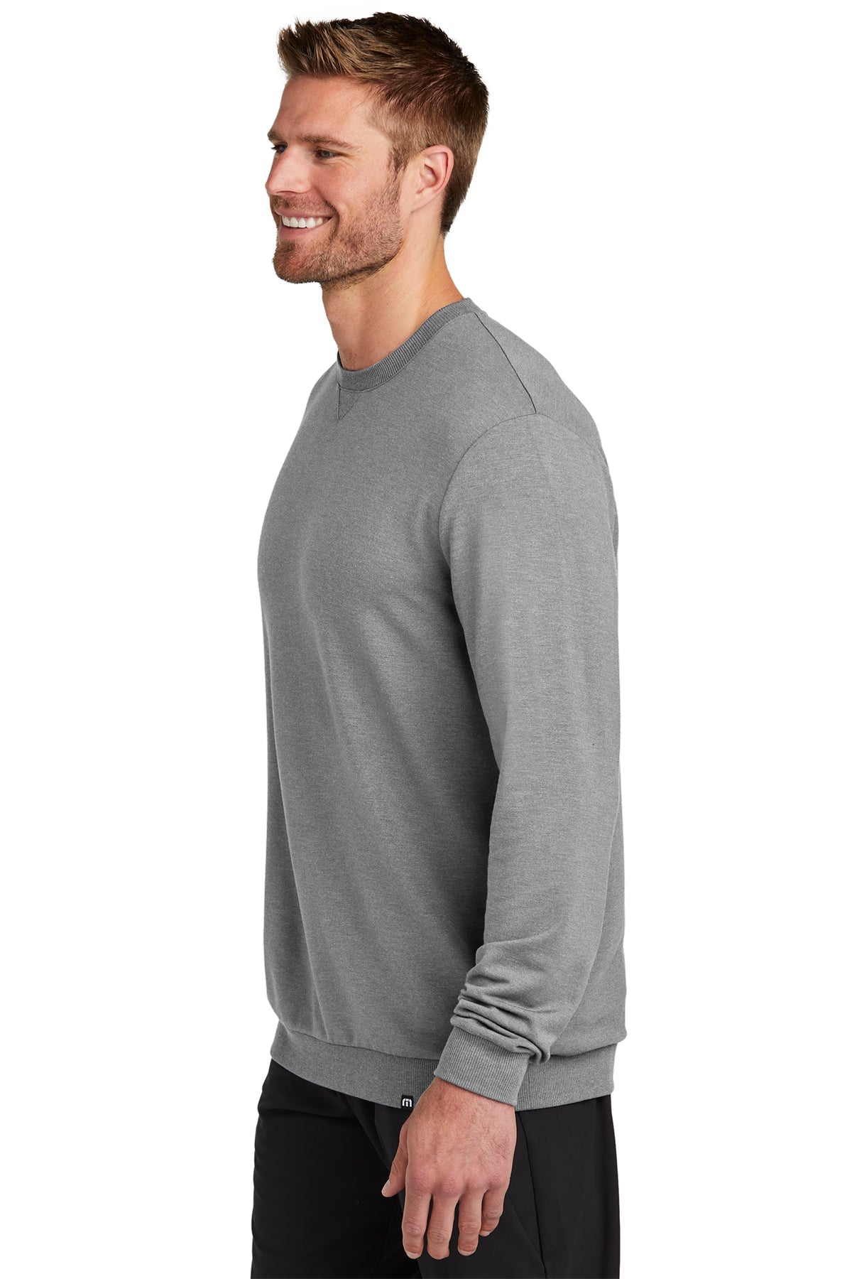 TravisMathew Custom Crew Sweatshirts, Light Grey Heather [Zura Bio]