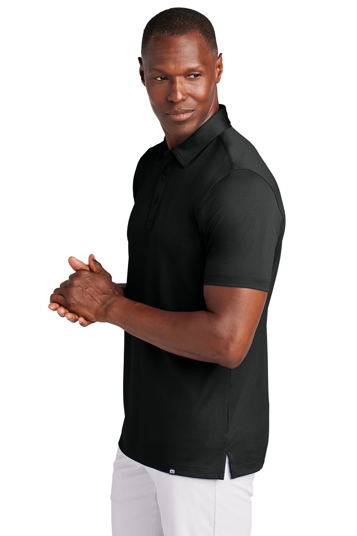 TravisMathew Cabana Solid Customized Polos, Black [Cunningham & Associates, LLC]