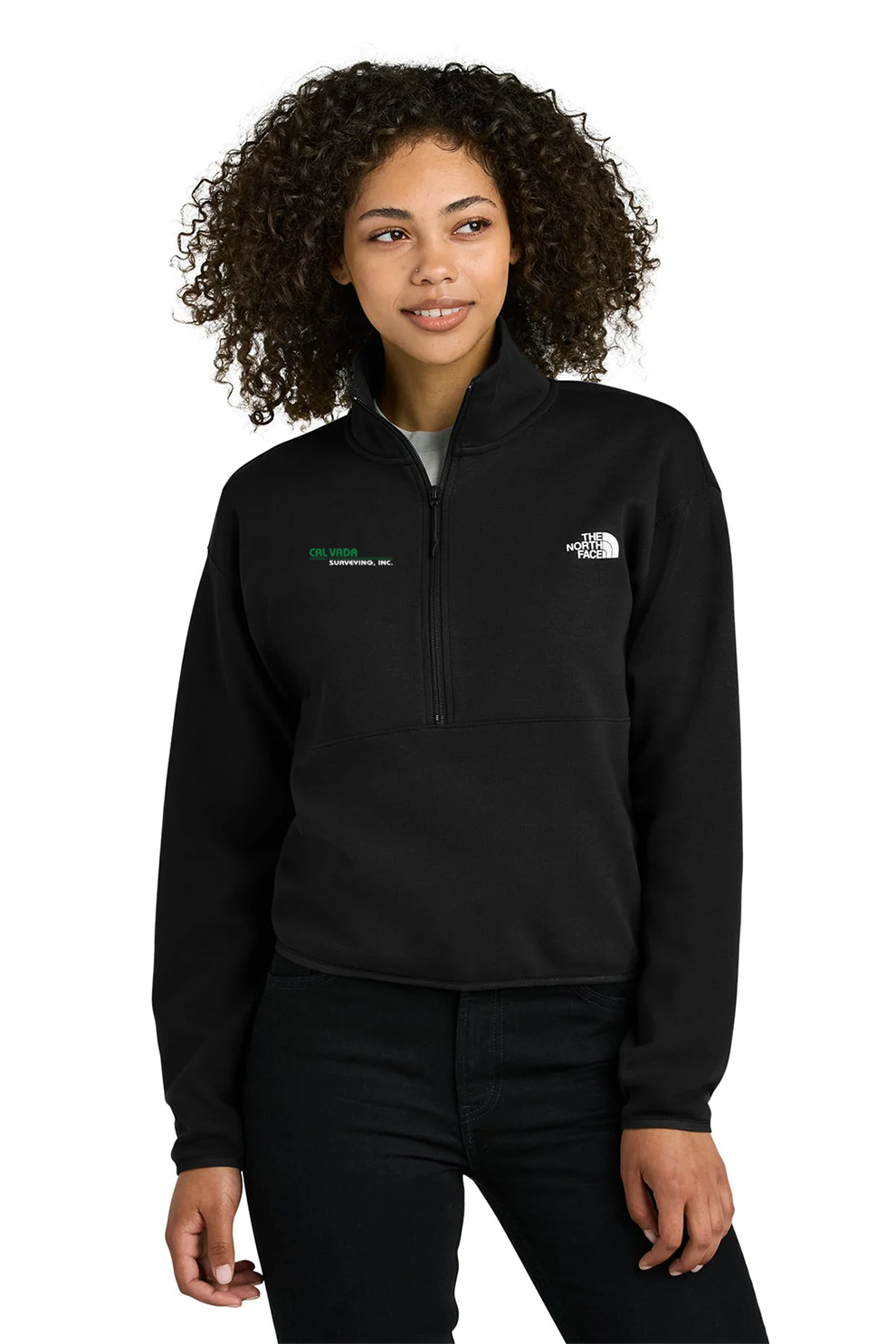 The North Face Womens Double-Knit 1/2-Zip Fleece, Black [Calvada Surveying Inc]