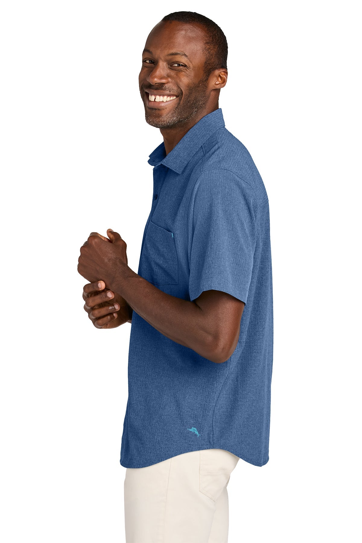Tommy Bahama Sandy Point Short Sleeve Custom Shirts, Classic Blue
