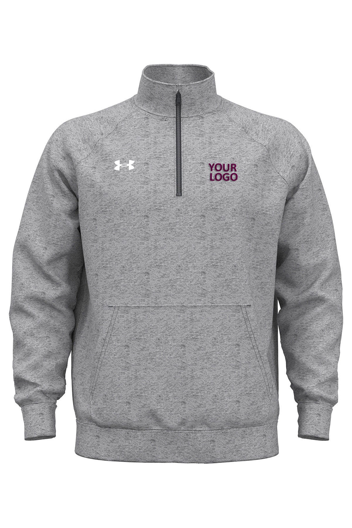 Under Armour Mens Rival Fleece Custom Quarter-Zips, Grey Light [Lendware]