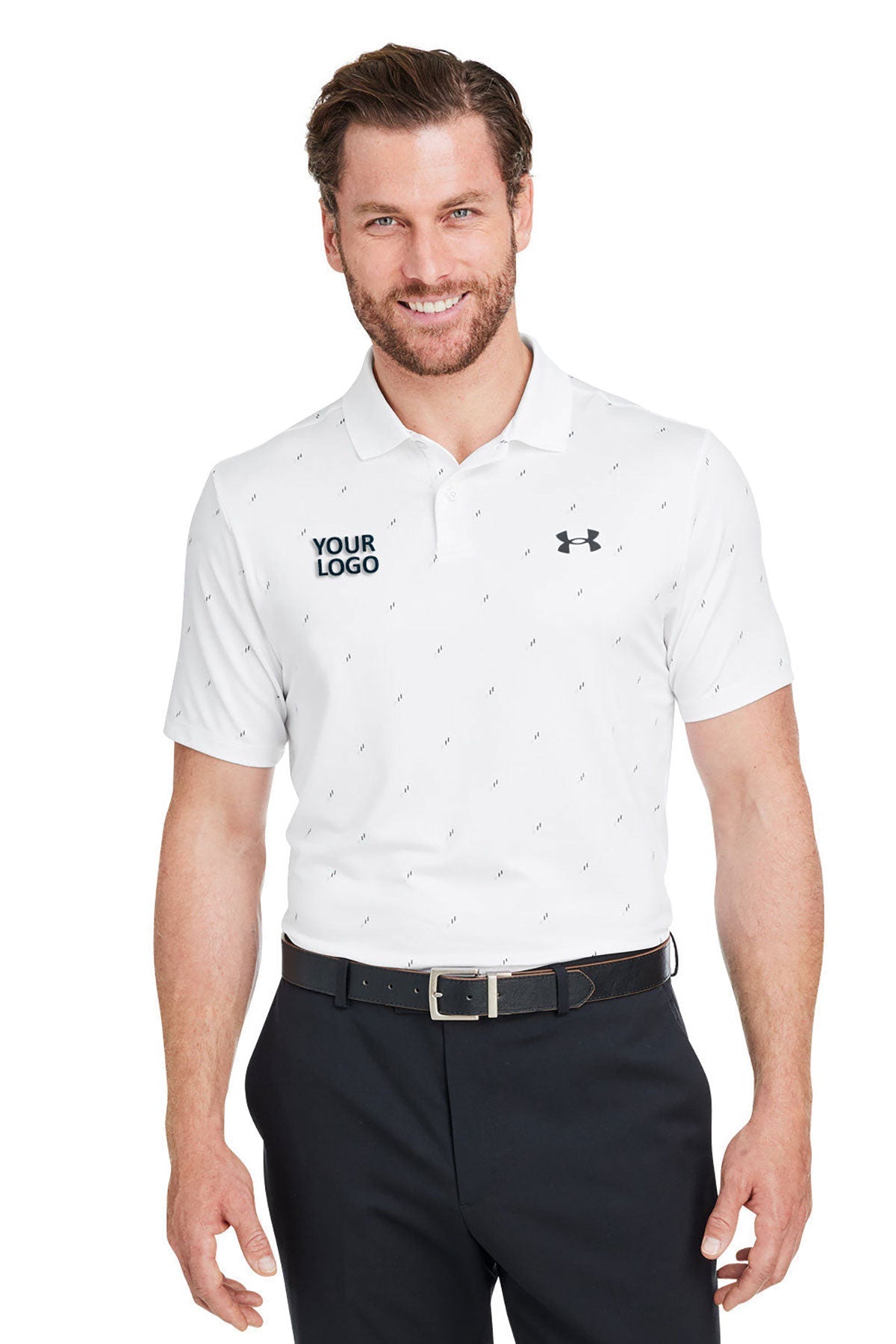 Under Armour White 1377377 custom logo polo shirts