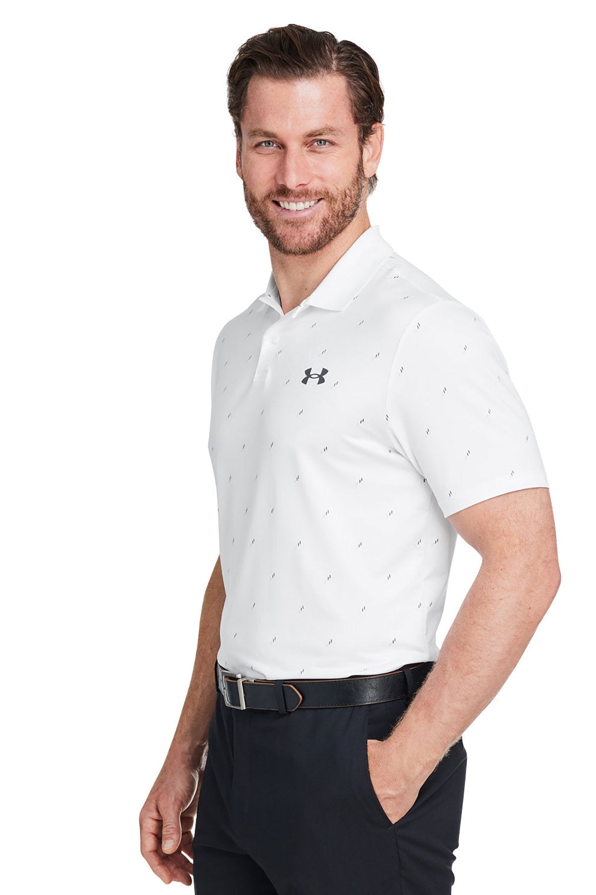 Under Armour Men's 3.0 Printed Performance Custom Polos, White