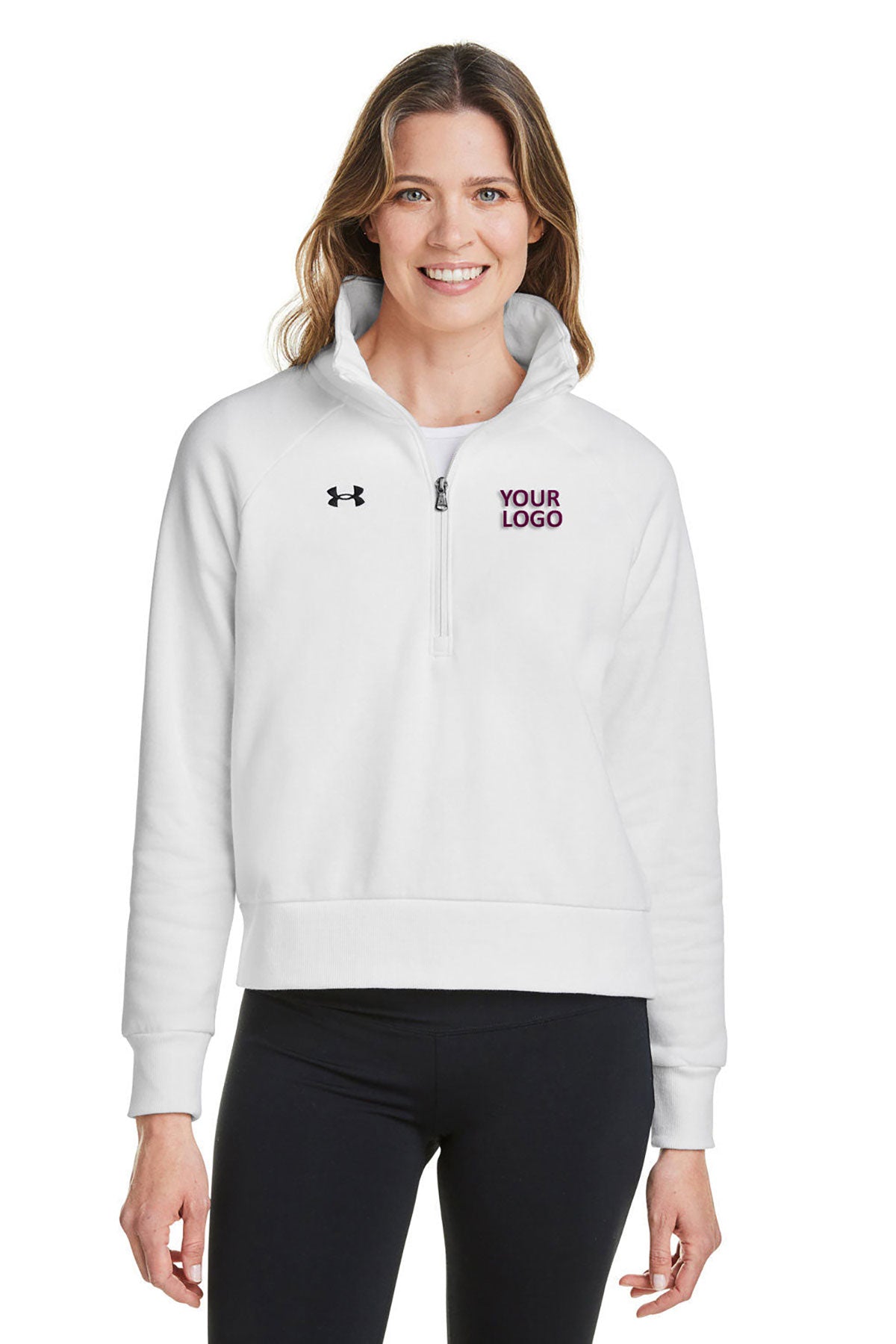 Under Armour White 1379492 custom sweatshirts with logo