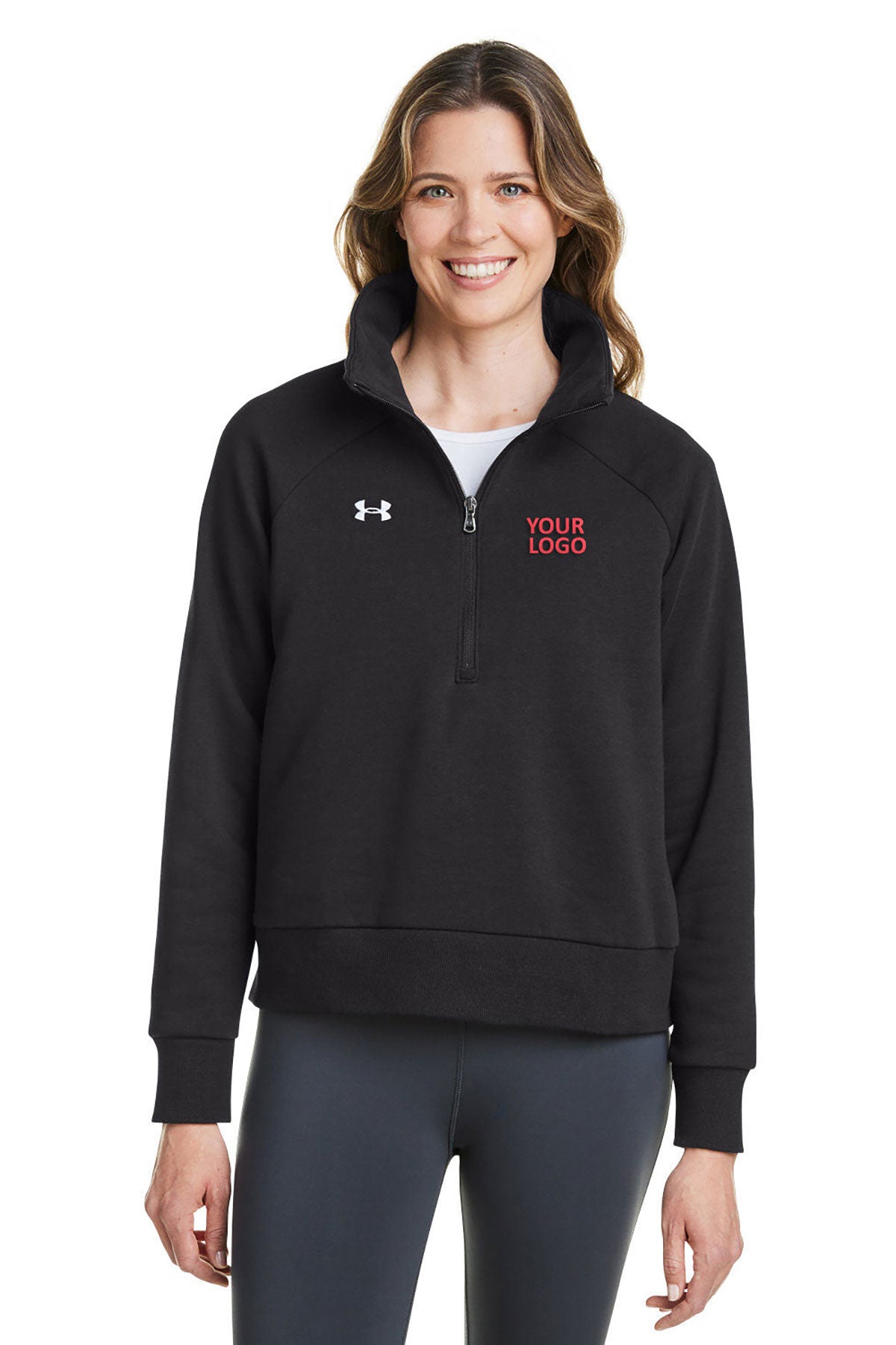 Under Armour Ladies' Rival Fleece Custom Quarter-Zips, Black