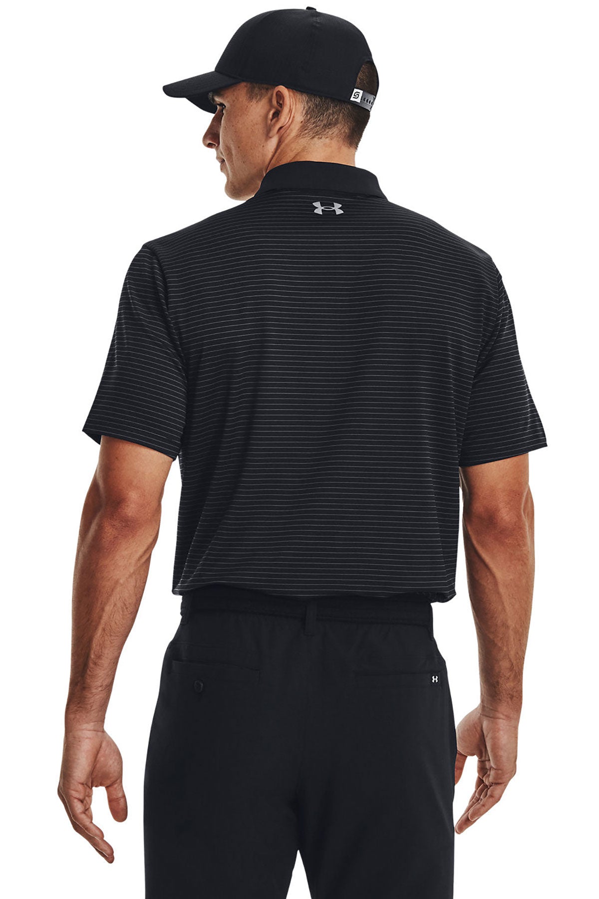 Under Armour Mens 3.0 Striped Perf Custom Polos, Black [Technical Development Corporation]