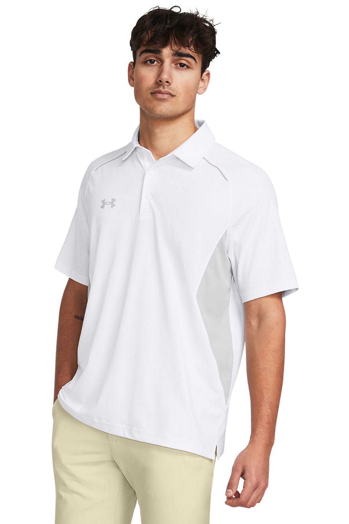 Under Armour Mens Title Custom Polos 2.0, White [Technical Development Corporation]