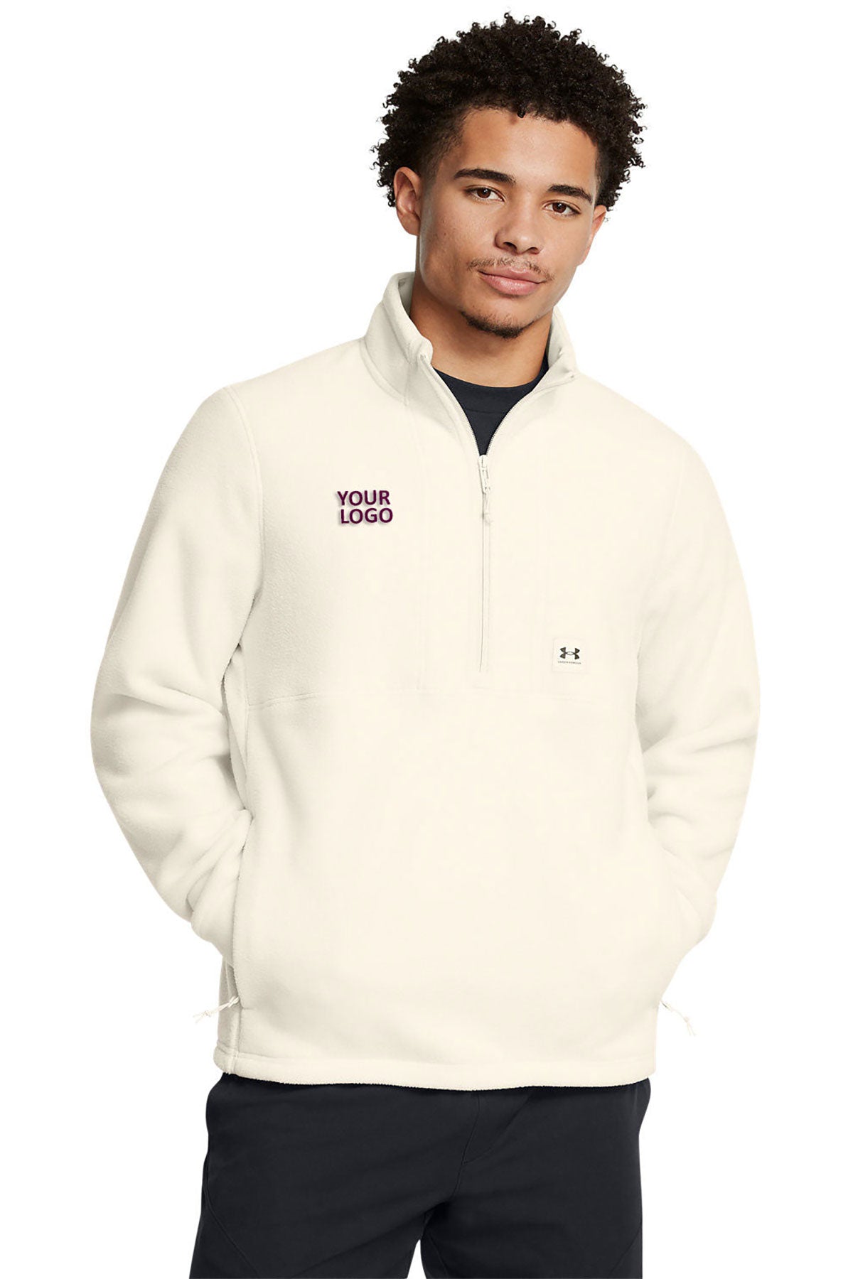 Under Armour Mens Expanse Fleece Custom Half-Zips, Summer White