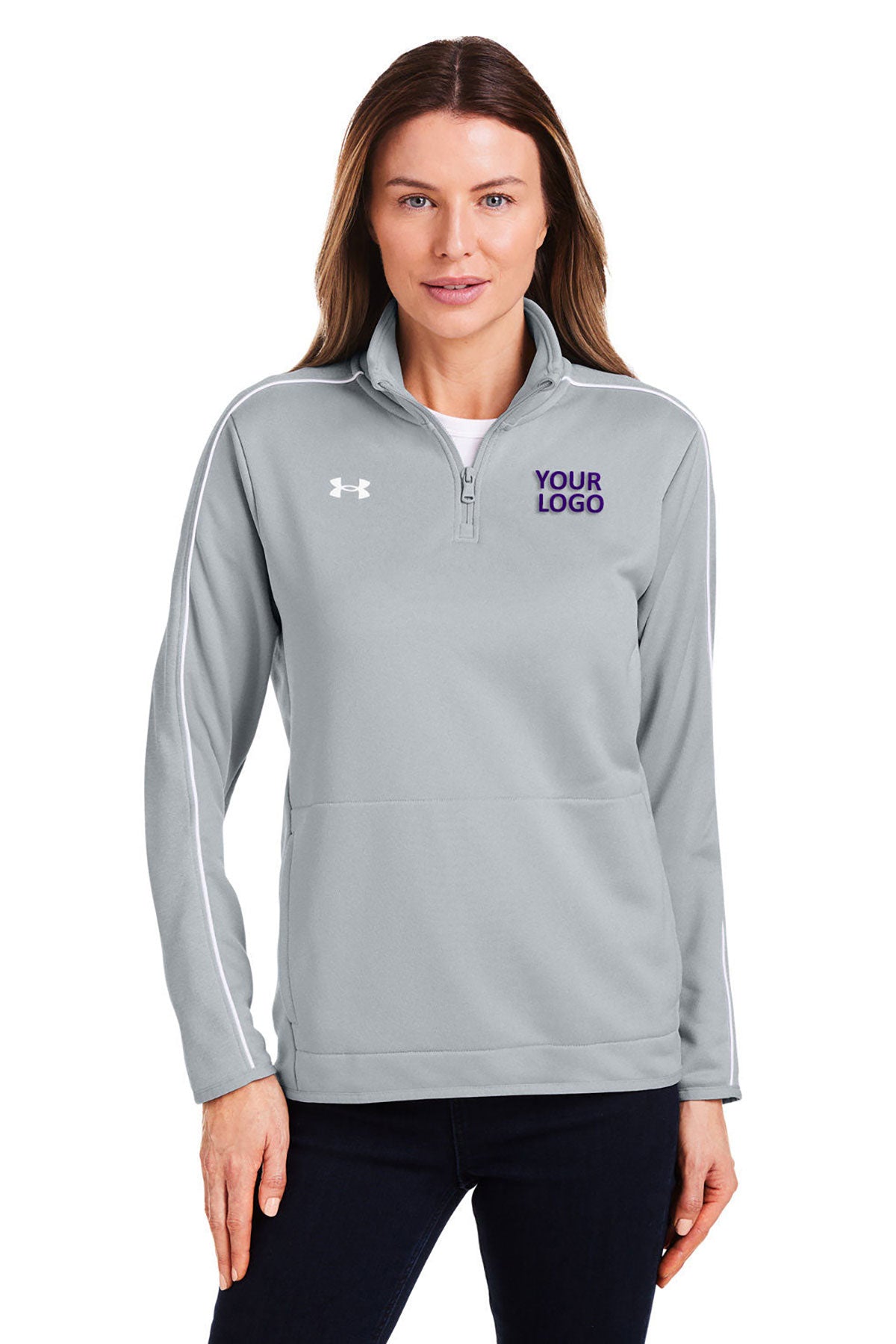 Under Armour Ladies Command 2.0 Custom Quarter-Zips, Medium Grey