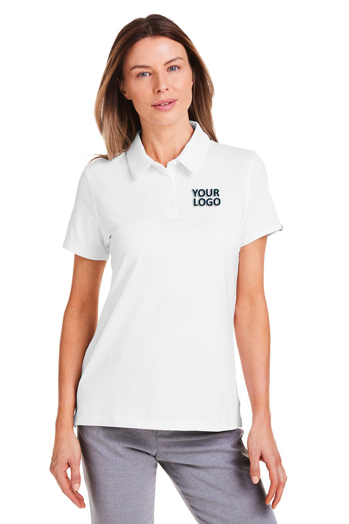 Under Armour White 1385910 custom embroidered polo shirts
