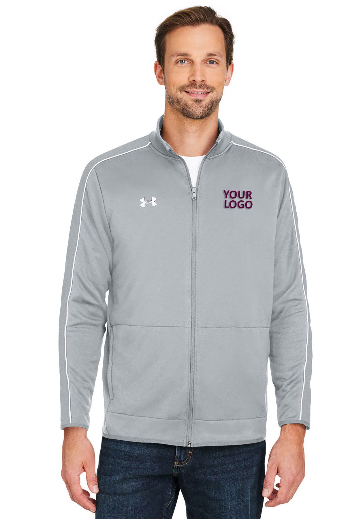 Under Armour Mens Command 2.0 Custom Full-Zips, Medium Grey