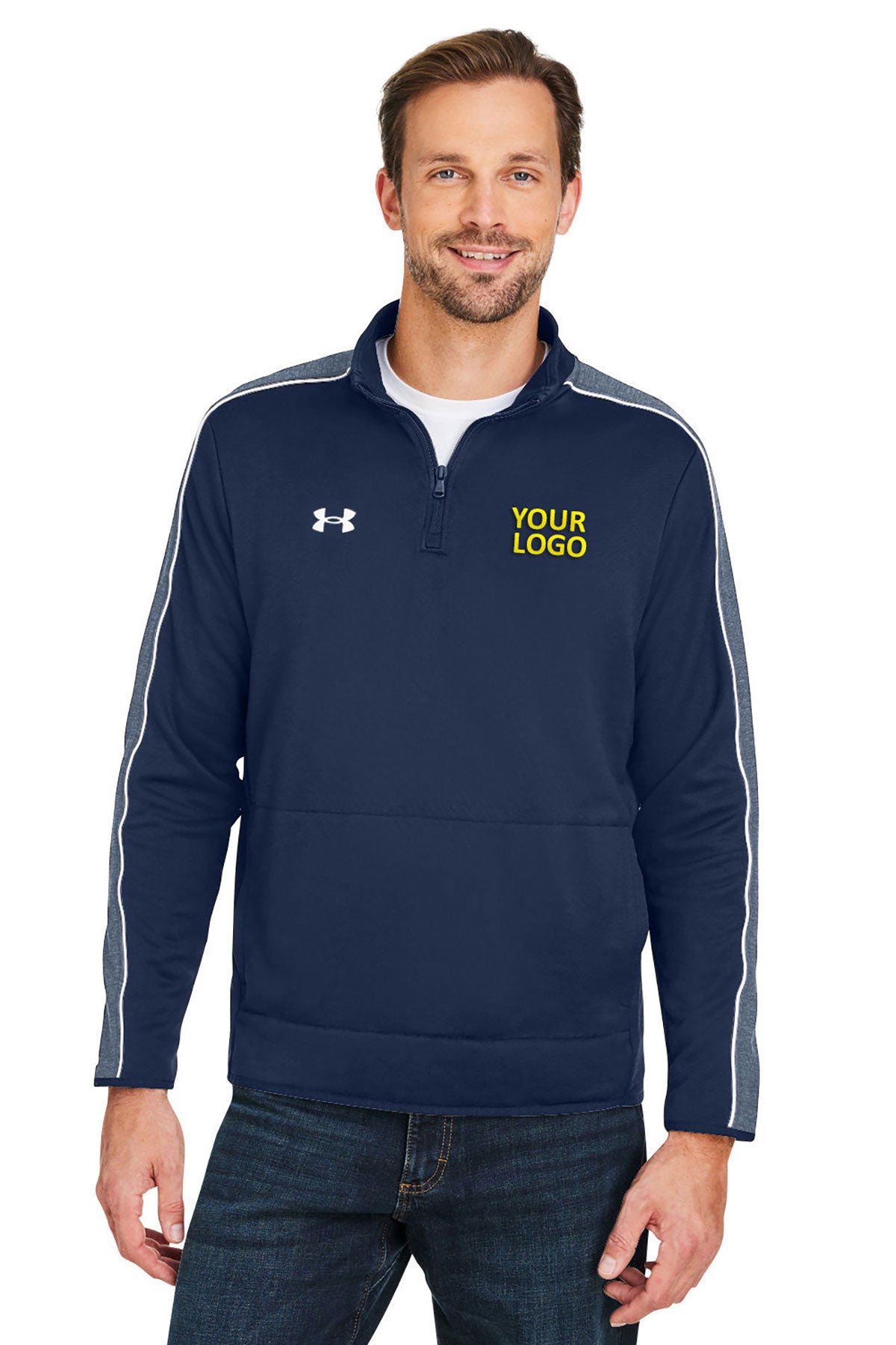 Under Armour Mens Command 2.0 Custom Quarter-Zips, Medium Navy