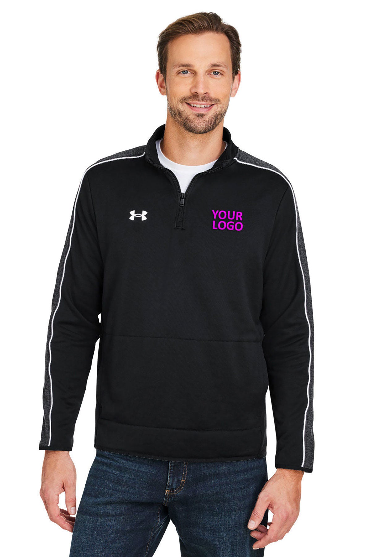 Under Armour Mens Command 2.0 Custom Quarter-Zips, Black