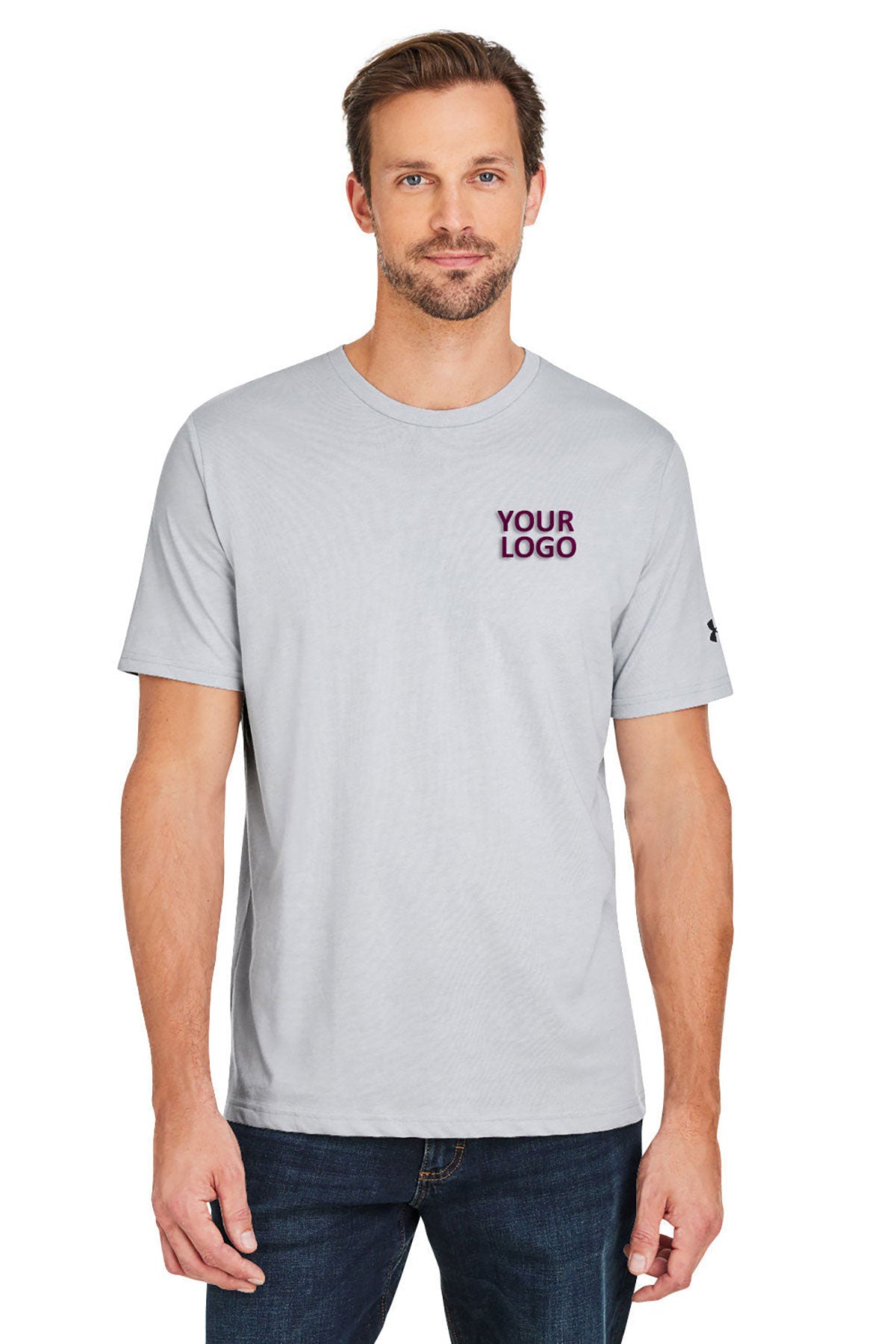 Under Armour Mens Athletic 2.0 Custom T-Shirts, Medium Grey