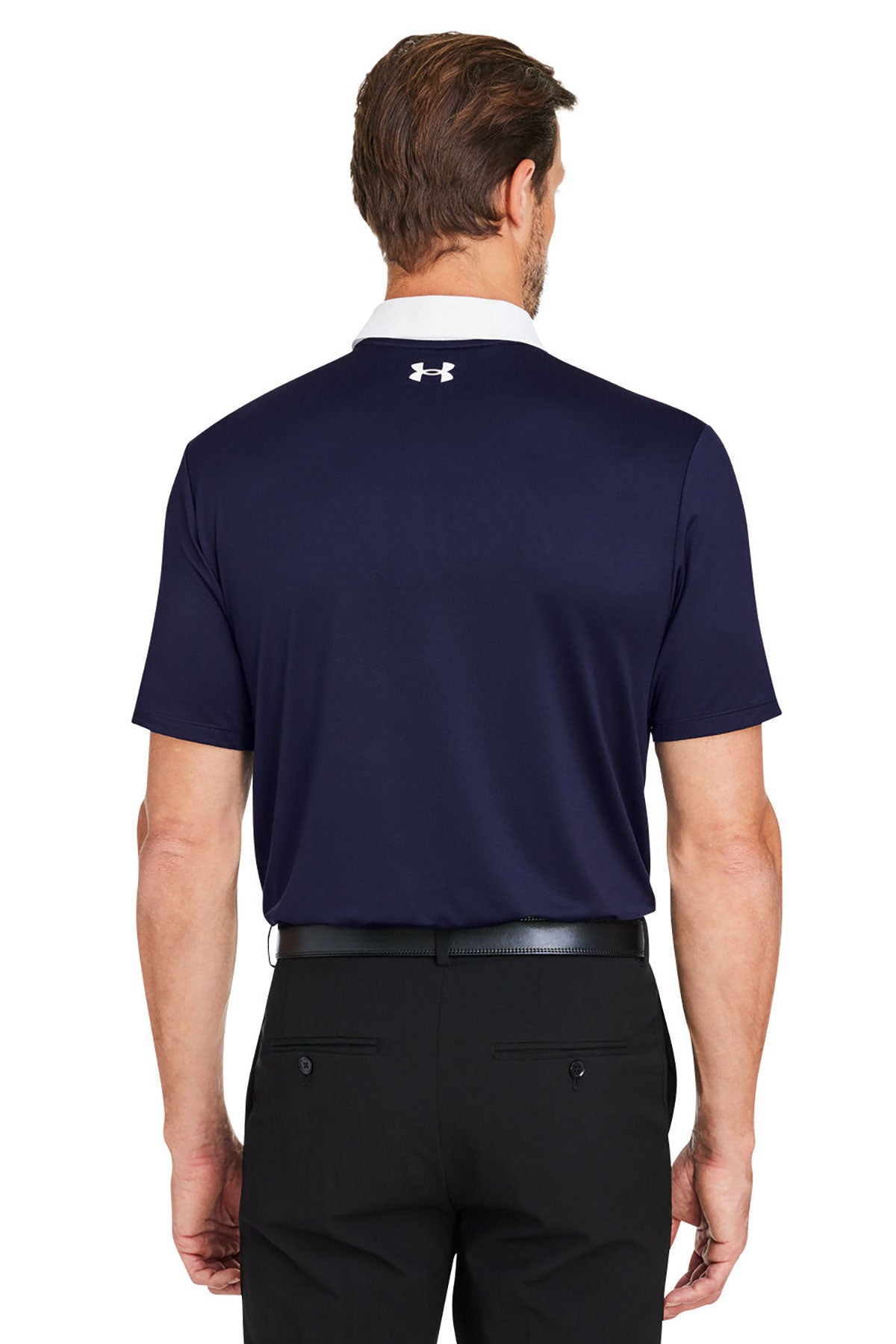 Under Armour Mens Performance 3.0 Custom Colorblock Polos, White Medium Navy