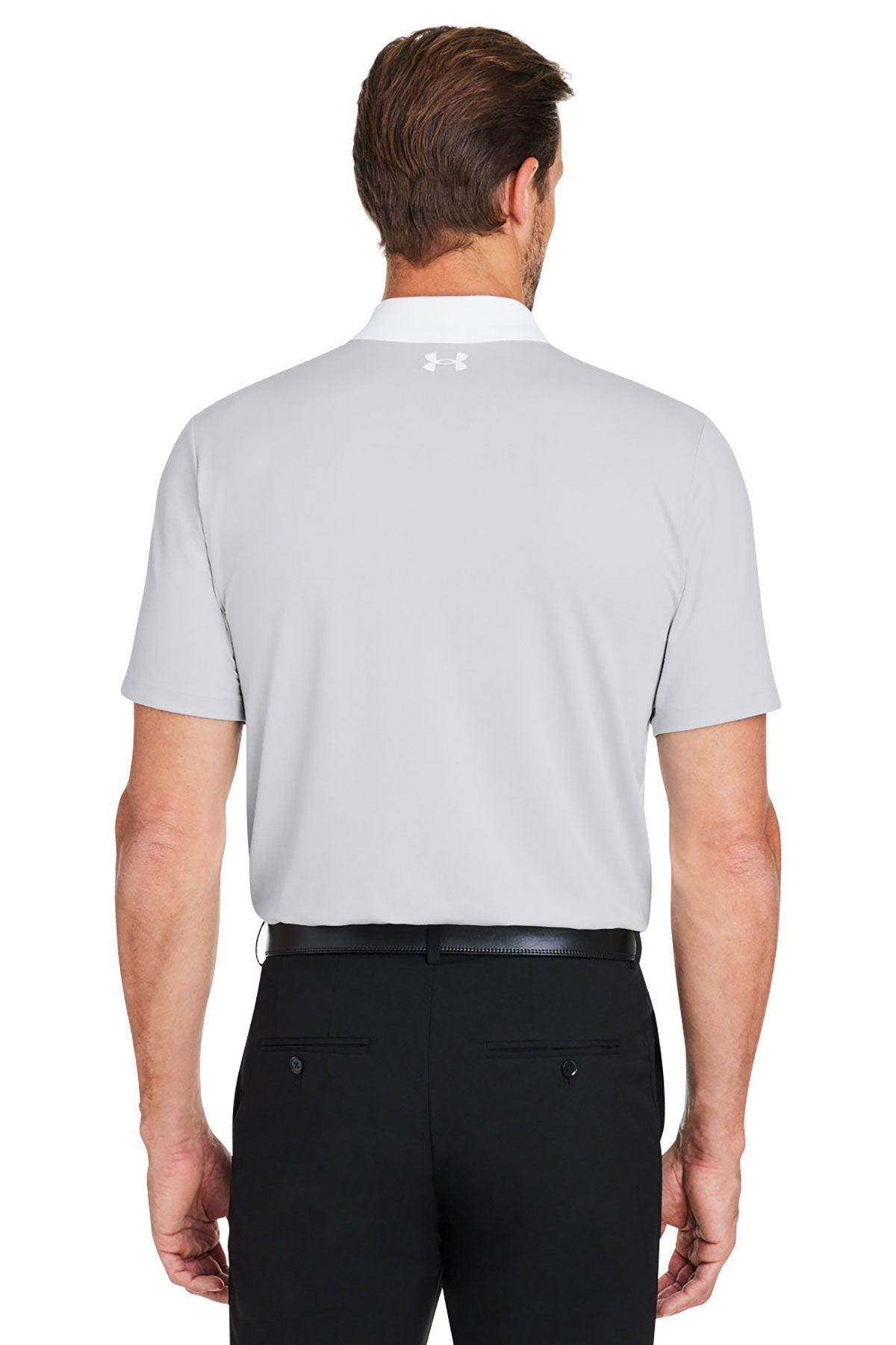Under Armour Mens Performance 3.0 Custom Colorblock Polos, White Heather Grey