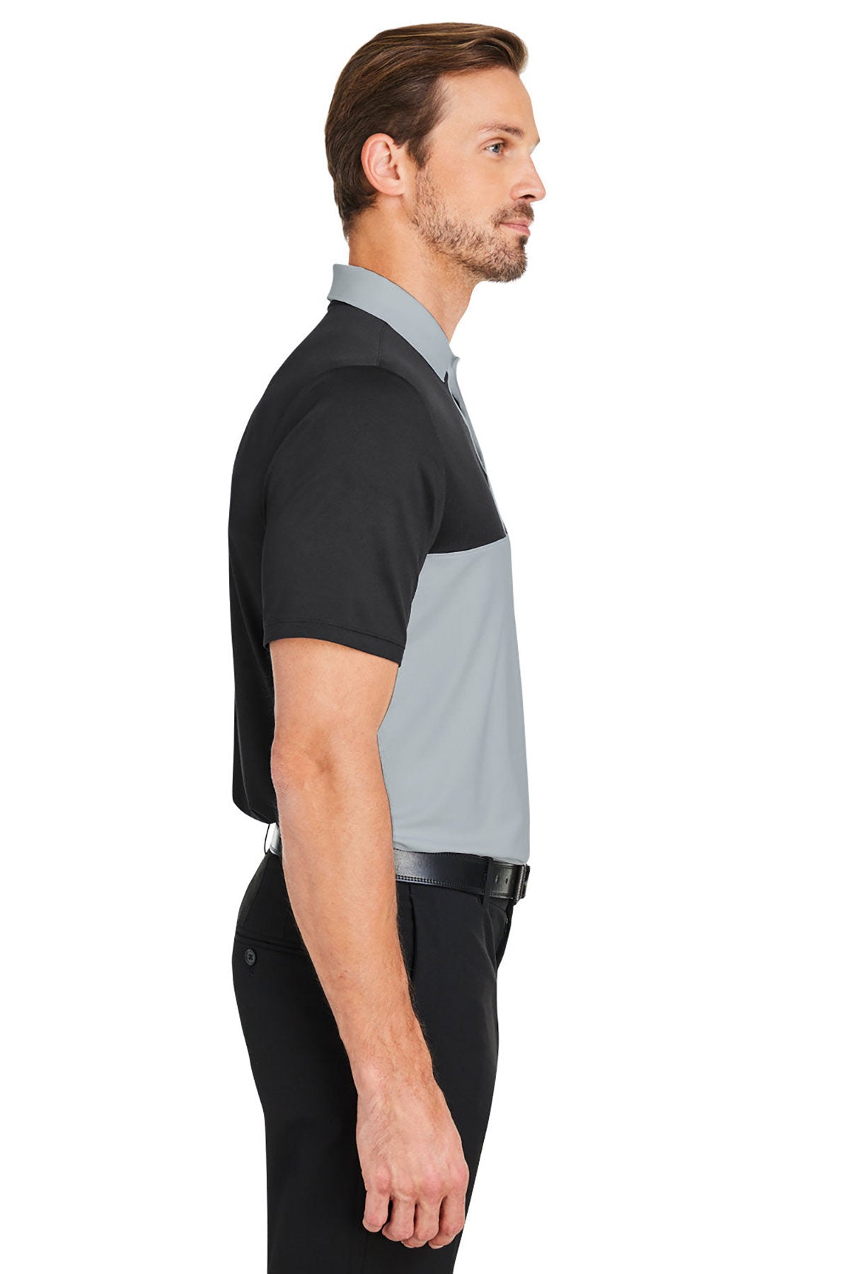 Under Armour Mens Performance 3.0 Custom Colorblock Polos, Steel