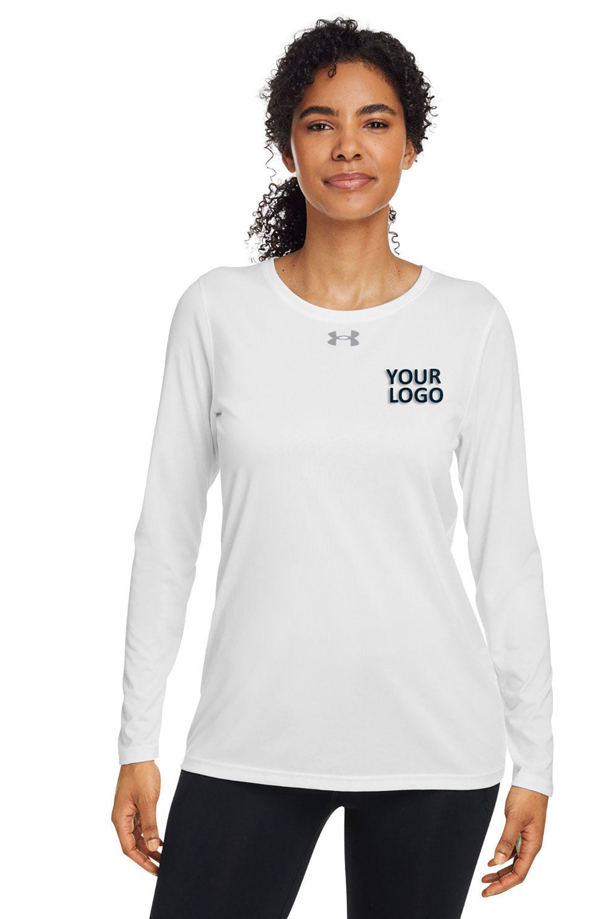 Under Armour Ladies Tech Long-Sleeve Customized T-Shirts, White