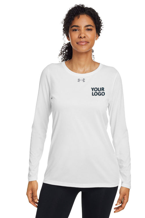 Under Armour Men's Tech Long-Sleeve Custom T-Shirts, White