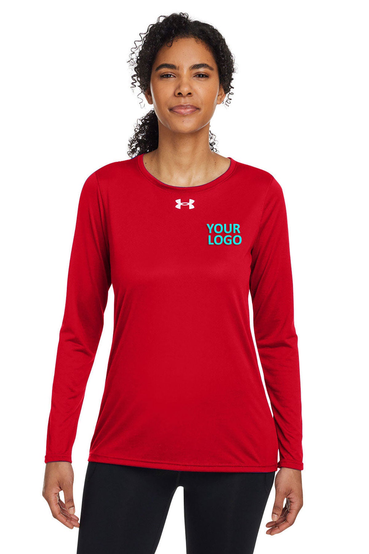 Under Armour Ladies Tech Long-Sleeve Customized T-Shirts, Red