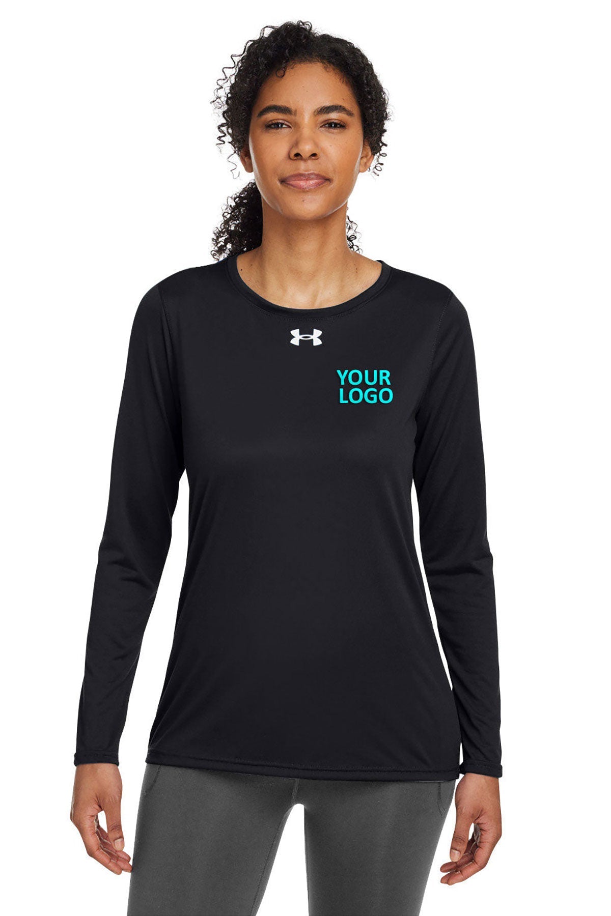 Under Armour Ladies Tech Long-Sleeve Custom T-Shirts, Black