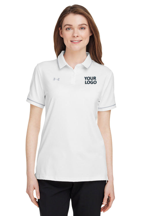 Under Armour Men's Tipped Teams Performance Custom Polos, White