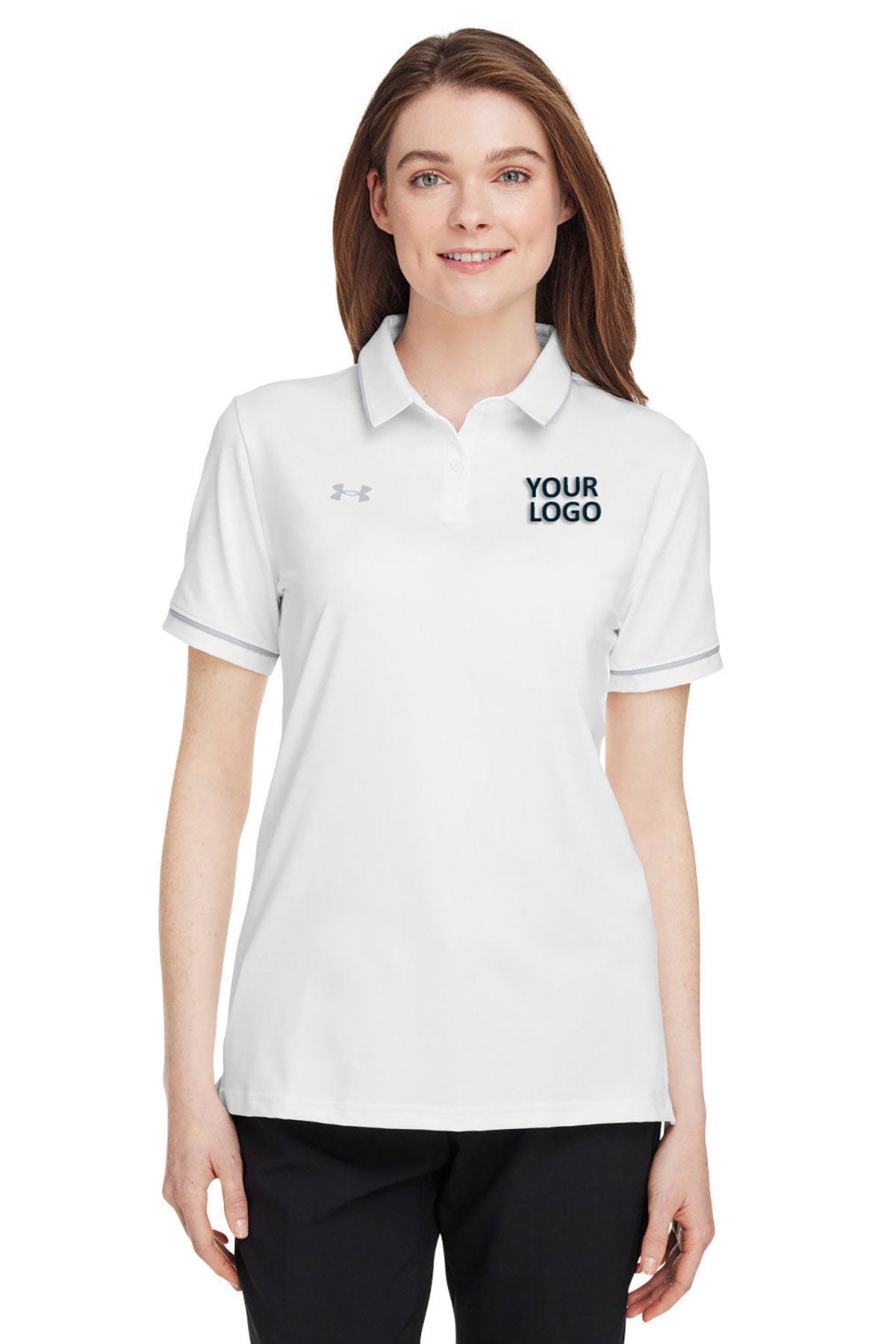 Under Armour Ladies Tipped Teams Performance Custom Polos, White