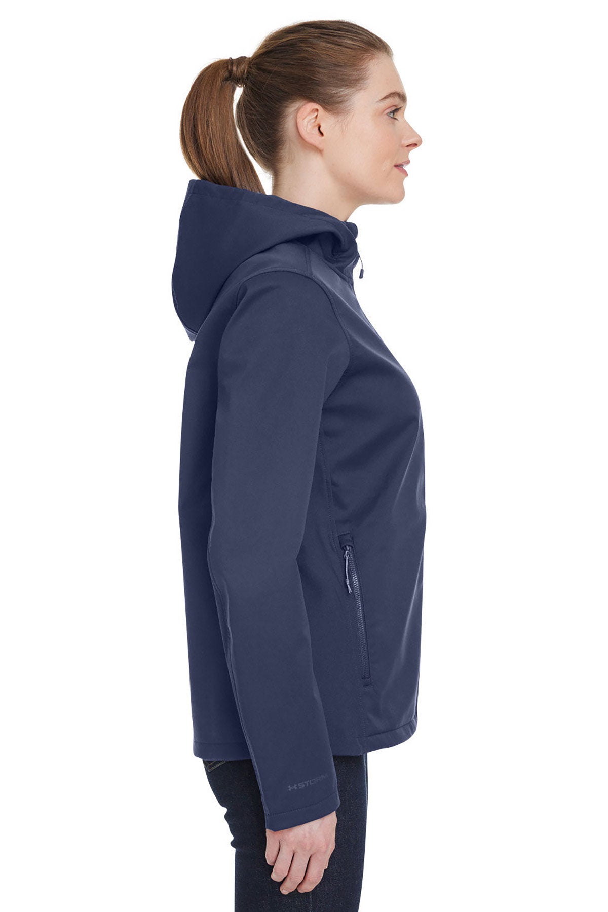 Under Armour Ladies ColdGear Infrared Shield 2.0 Custom Hooded Jackets, Medium Navy