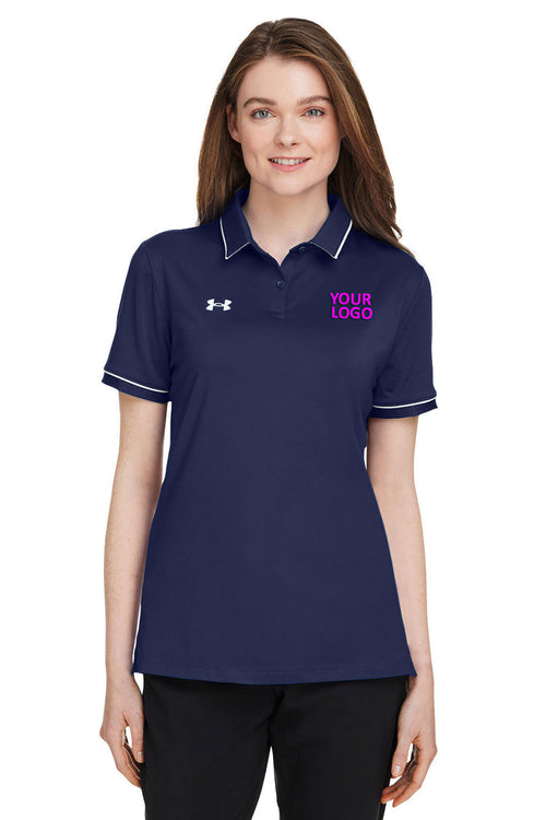Under Armour Men's Tipped Teams Performance Customized Polos, Navy